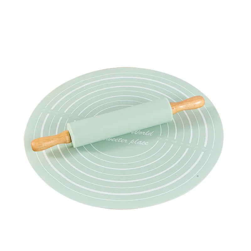 tapis rouleau pâte silicone vert pastel lignes graduées blancs planche moderne cuisine pâtisserieoutilculinaire