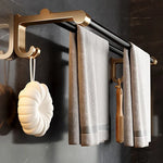 ensemble rangement salle bain noir doré moderne porte serviettes brosses savonnette clips élégant
