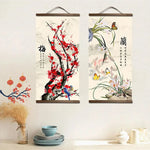 toile imprimée motifs floraux chinois bambou orchidée chrysanthème décoration murale rouleaux peinture asiatique traditionnelleSuspension
