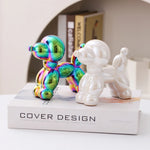 statues animaux compagnie chien or rouge bleu vert blanc rétro moderne