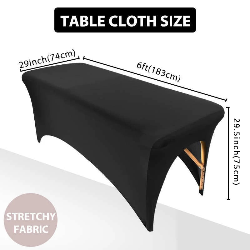 housse table extensible spandex polyester coton noir blanc rose bleu marine uni moderne clips