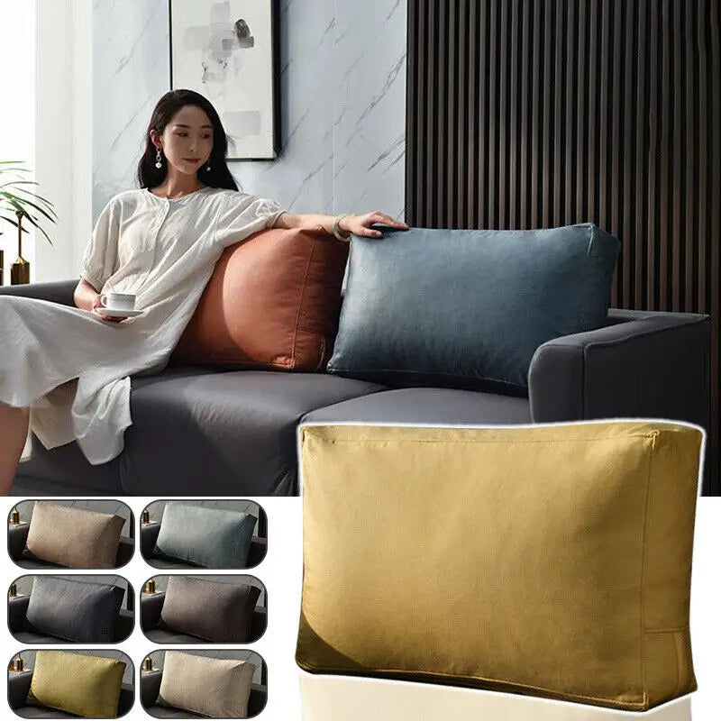 Housse de coussin dossier canapé en simili cuir gris clair