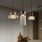 suspension lumineuse moderne verre craquelé transparent doré ampoules led 220v 240v moderne intérieur