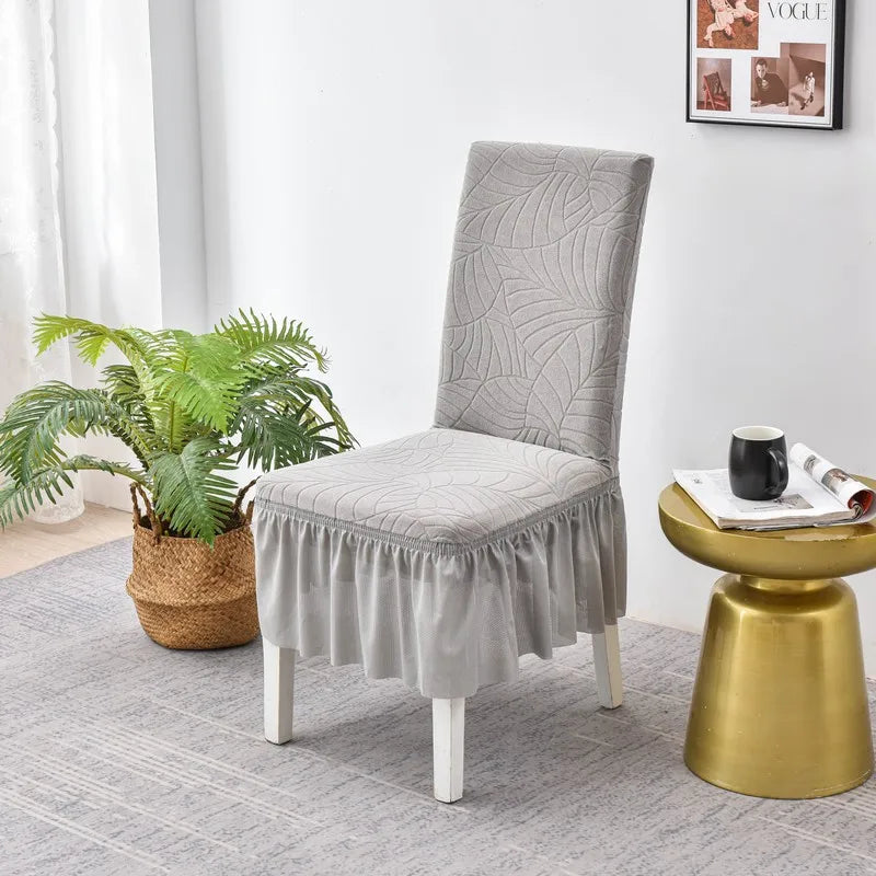 housse chaise moderne imprimé feuilles élastique décoration salon salle manger maison
