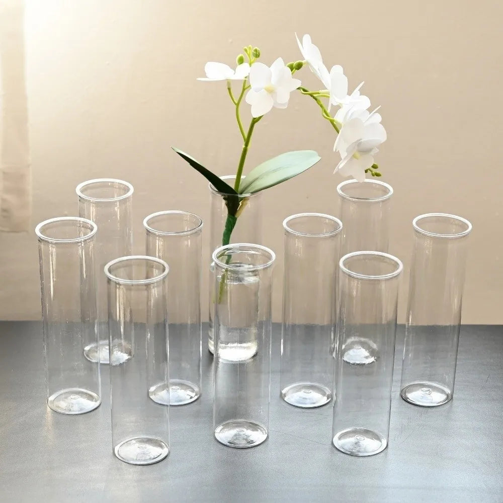 vases transparents verre fleurs orchidées roses décoration table moderne hydroponie