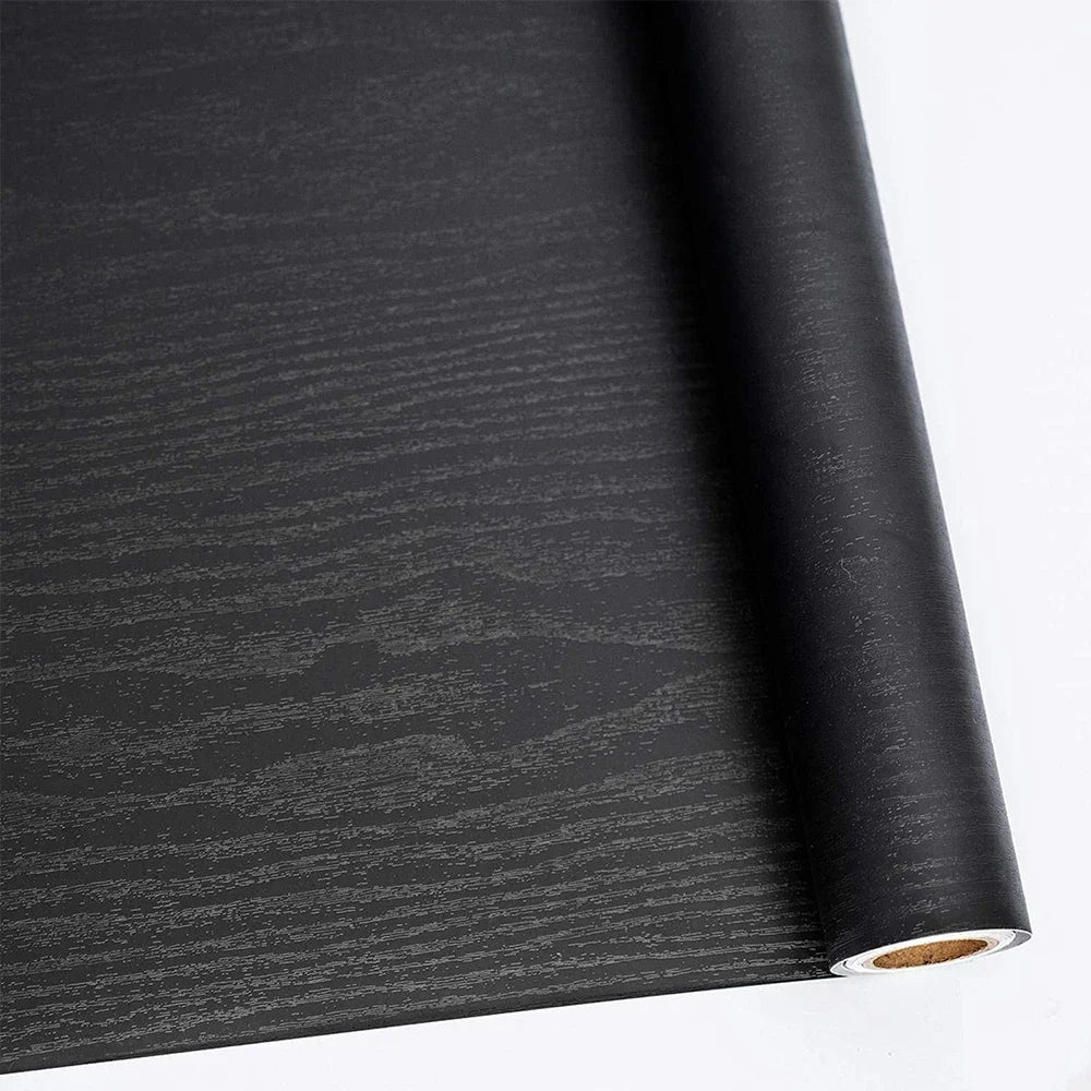 papier peint autoadhésif bois noir moderne vinyle waterproof facile poser 40cm large