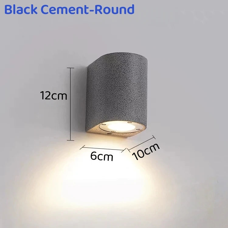 lampe murale led extérieure ip65 ciment moderne gris noir abat jour verre