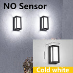 applique murale extérieure led moderne ip55 noir blanc verre transparent sensoriel 6000k 2700k