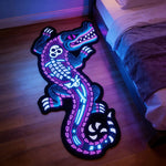 tapis noir blanc bleu violet motif crocodile géométrique texture douce moderne graphique salon chambre