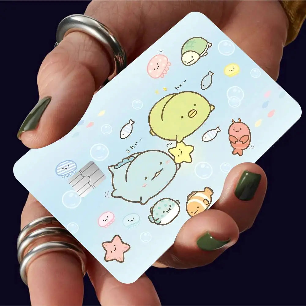 adhésifs décoratifs cartes bancaires dessin animé personnages mignons accessoires beige rose bleu vert marron
