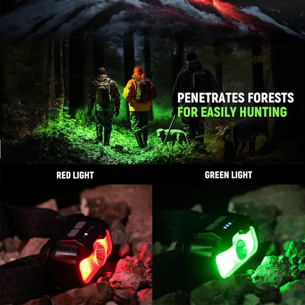 lampe frontale led noir jaune 14 modes détecteur mouvement camping