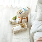 paniers macramé blancs boho chic poignées bois rangement decoration interieur storage glam