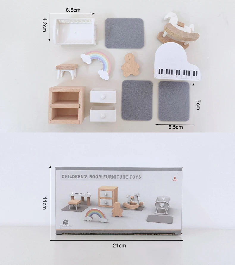 meubles cuisine salle bain miniatures blanc bois naturel enfants ans