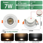 spot led blanc moderne 3000k 4000k 6500k interrupteur cct 75mm 90mm