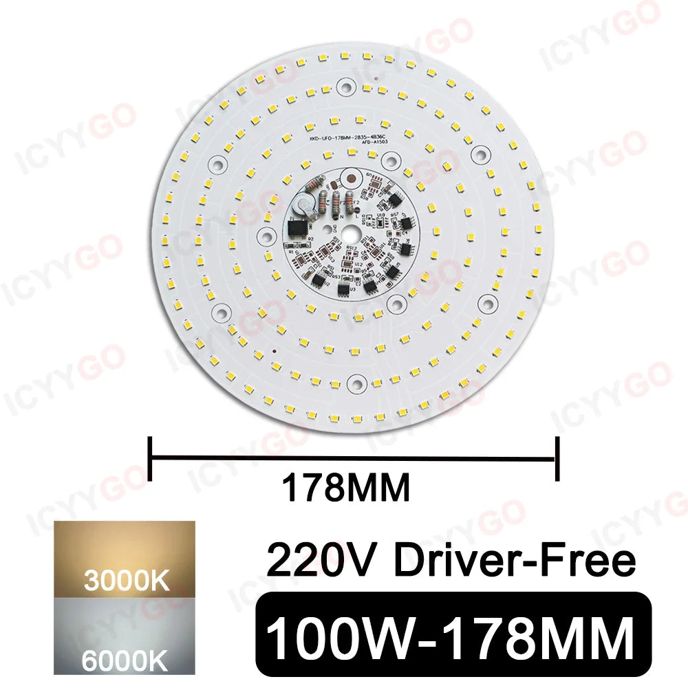 plaque led industrielle 200w 150w 100w blanc 6000k 3000k aluminium moderne clips
