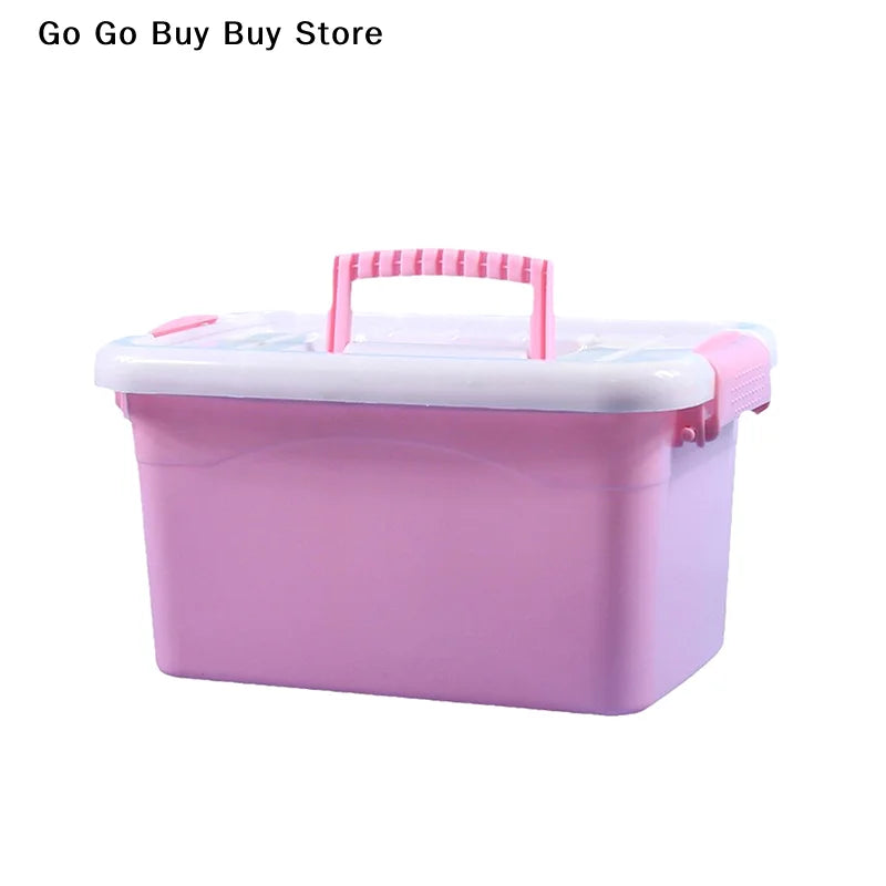 boîtes rangement transparentes bleues roses violettes poignées détachables moderne pratique enfants fournitures scolaires