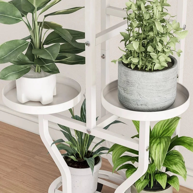 support plantes métal moderne niveaux noir blanc doré vis fixations