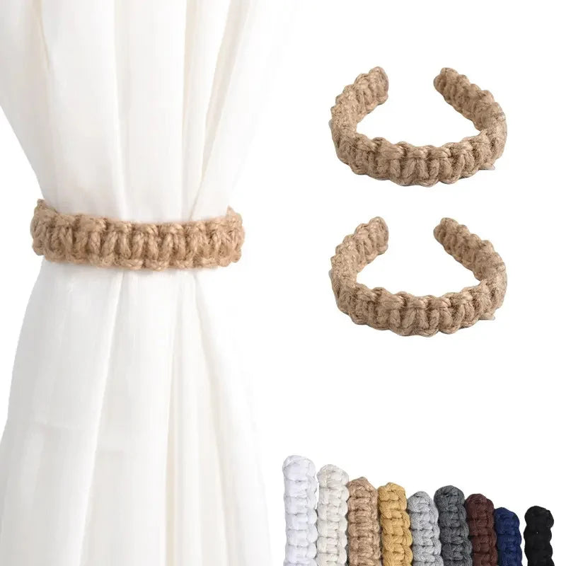 anneau rideaux tissé main texture rustique opacité beige clair boho chic adhésif chambre coucher