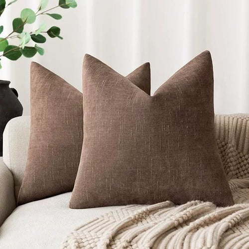 lot housses coussin carrées texture lin moderne garnissage intérieur blanc