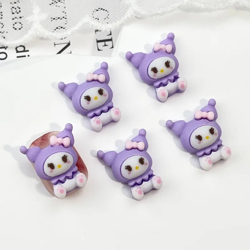 figurines résine animaux clips cheveux noir violet rose blanc bleu jaune cartoon mignons coeurs
