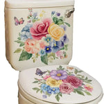 autocollants muraux fleurs colorées bouquet papillons salle bain blanc 30x30cm 2pièces adhésifs