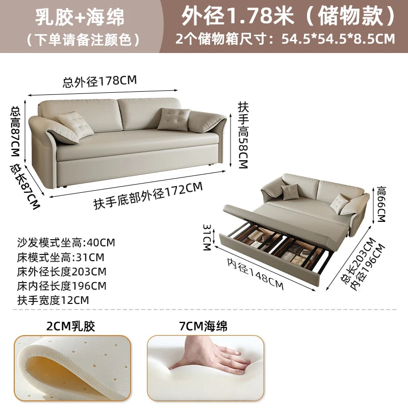 canapé lit moderne bois tissus composites beige clair oreillers multifonctionnel salon maison