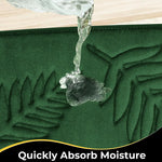 tapis bain antidérapant mousse mémoire forme feuilles palmier relief moderne vert foncé absorbant eau