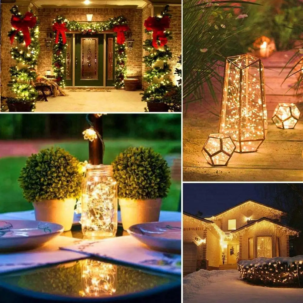 guirlande lumineuse led blanc chaud micro leds clips moderne piles ip65 20 led 6.5