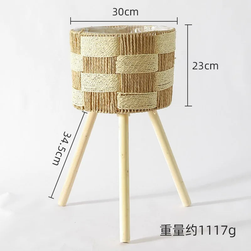 paniers pieds tressés moderne rustique plantes artificielles naturel beige clairextérieur patio jardin