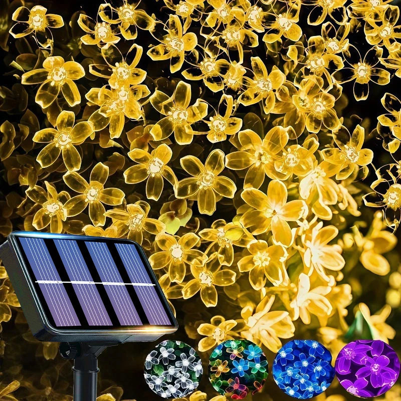 guirlande lumineuse solaire fleurs multicolore moderne extérieur 5m 20leds piquet base solaire led ip65