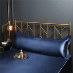 taies d'oreiller polyester uni bleu marine rose pâle blanc noir simples modernes respectueux environnement