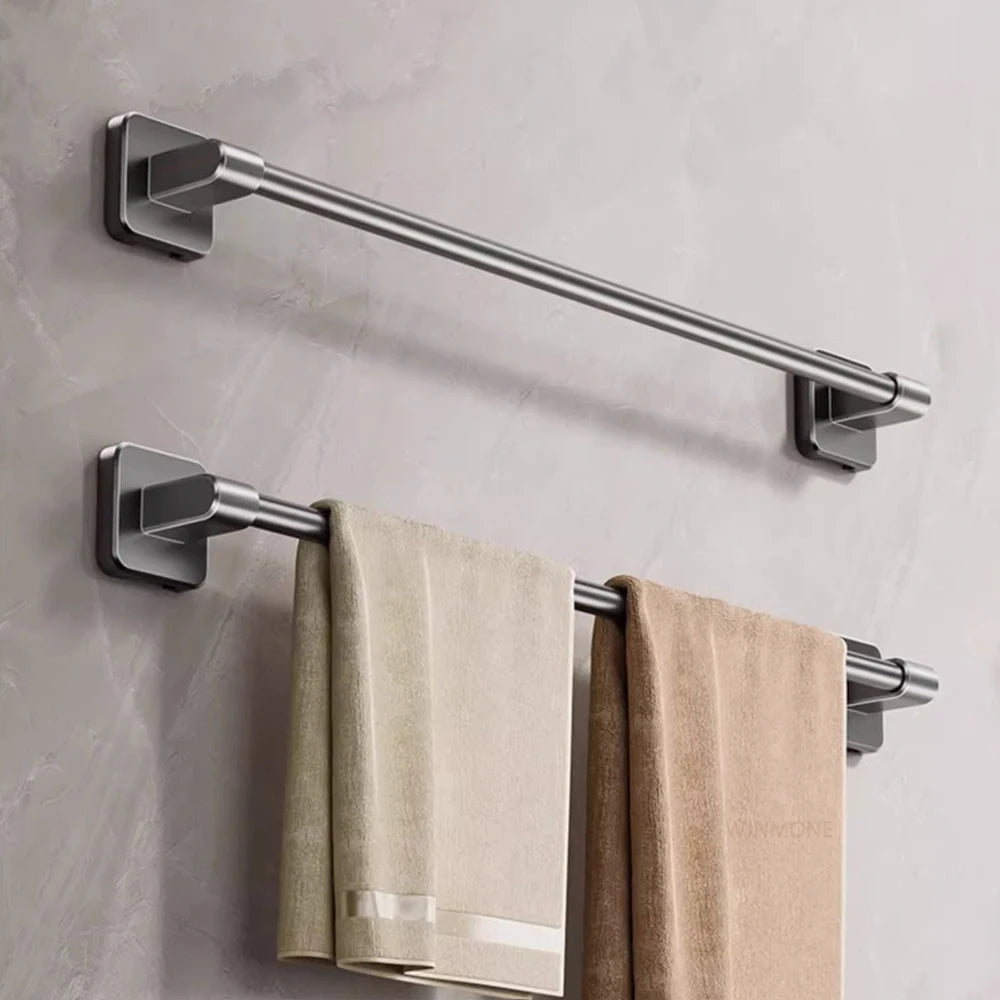 porte serviettes mural adhésif alliage aluminium finition laquée moderne 60cm gris métallisé lisse nail
