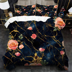 ensemble literie moderne bleu foncé rose clair marbre impression 3d élégant oreillers taies d'oreiller