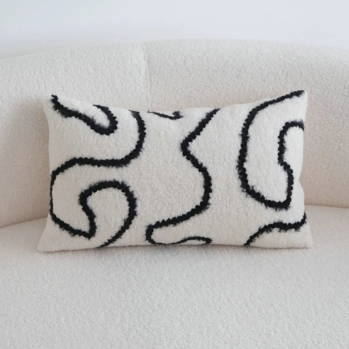 taies d'oreiller géométriques peluche noire blanche abstraction moderne coussin décoratif polyester 45x45cm 30x50cm