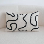 taies d'oreiller géométriques peluche noire blanche abstraction moderne coussin décoratif polyester 45x45cm 30x50cm