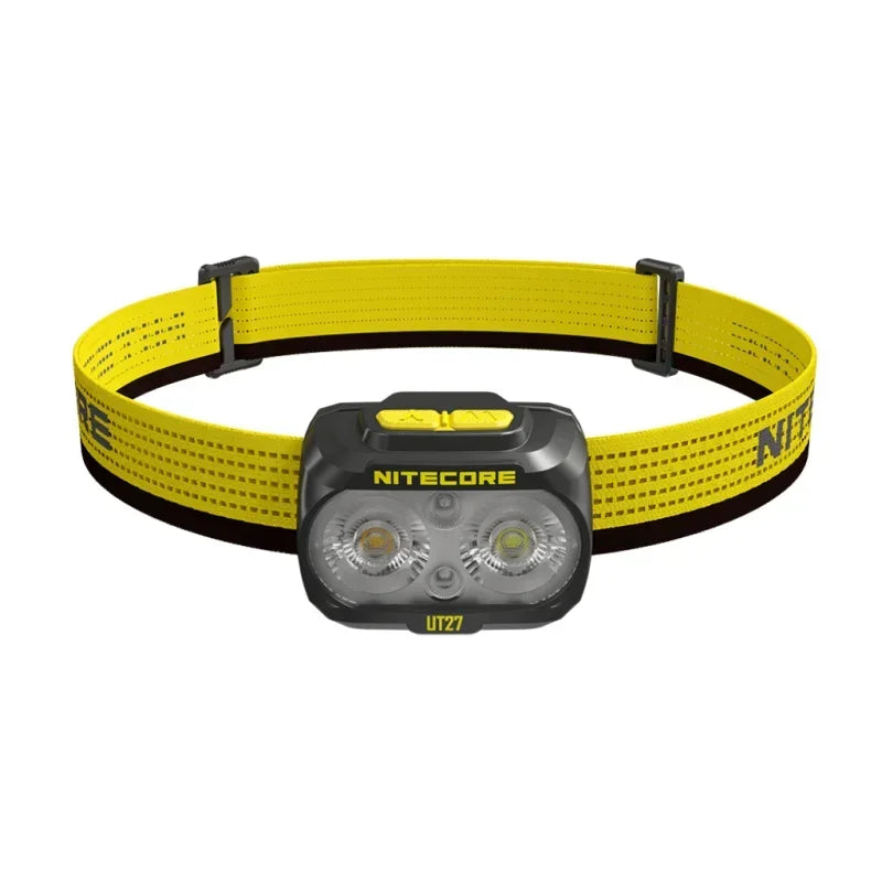 lampe frontale rechargeable led sportive jaune gris noir bandeau élastique points utilitaire