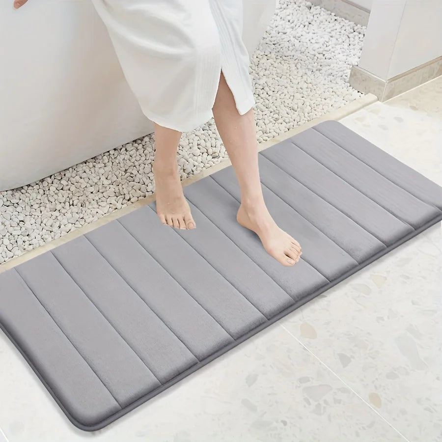 tapis bain marron bleu marine gris moderne antidérapant polyester doux géométrique respectueux environnement salon