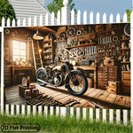 affiche atelier vintage moto outils décoration murale noire blanche marron verteSizeMode59x79in71x91in