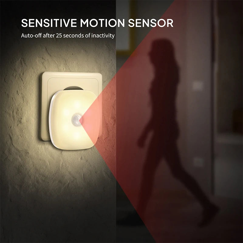 lampe nuit capteur mouvement blanc moderne prise murale led veilleuse sans fil rectangle flux