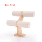 présentoir bijoux bois velours noir blanc orange gris rose vert moderne bracelets tubes