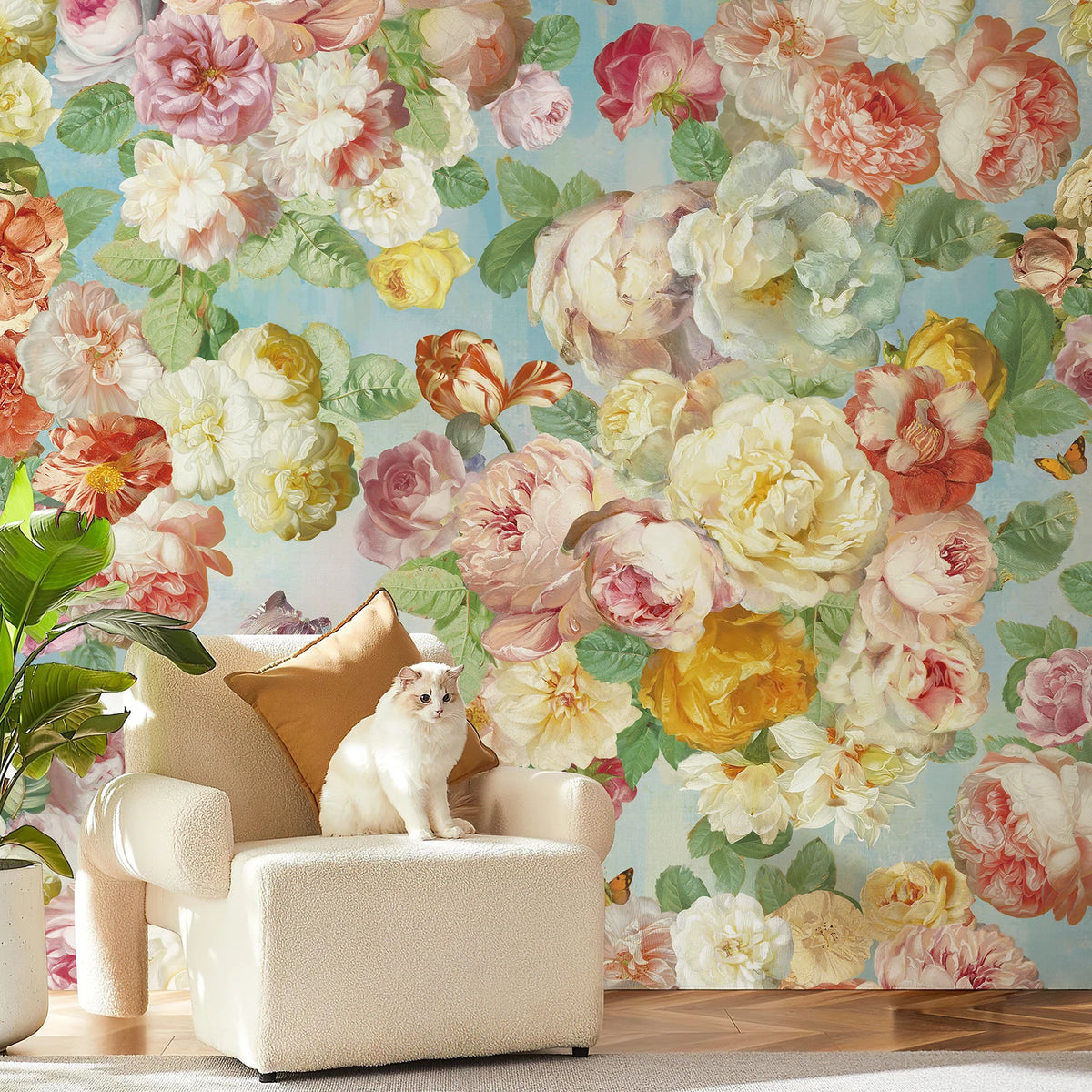 papier peint floral autocollant résistant l'eau vintage rustique moderne scandinave chambre salon