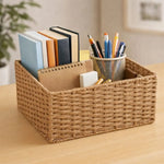 panier rangement tressé rustique bohème réutilisable cosmétiques objets divers grande capacité marron naturel