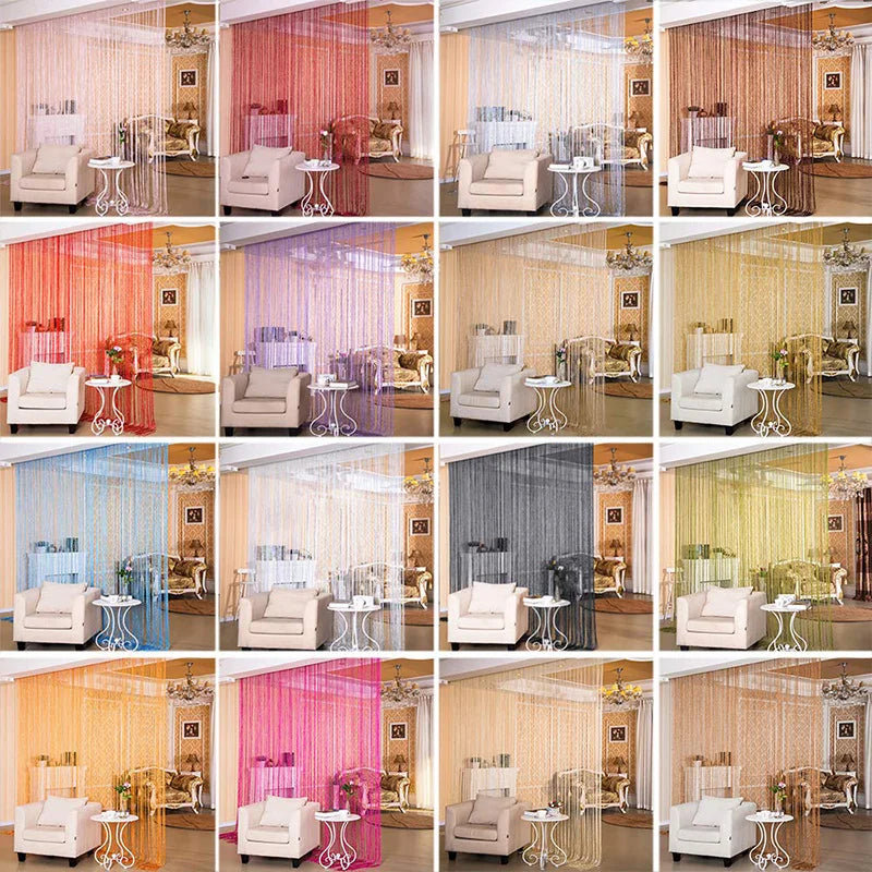rideau franges perlées 100x200cm polyester transparent moderne salon décoration couleur argentée