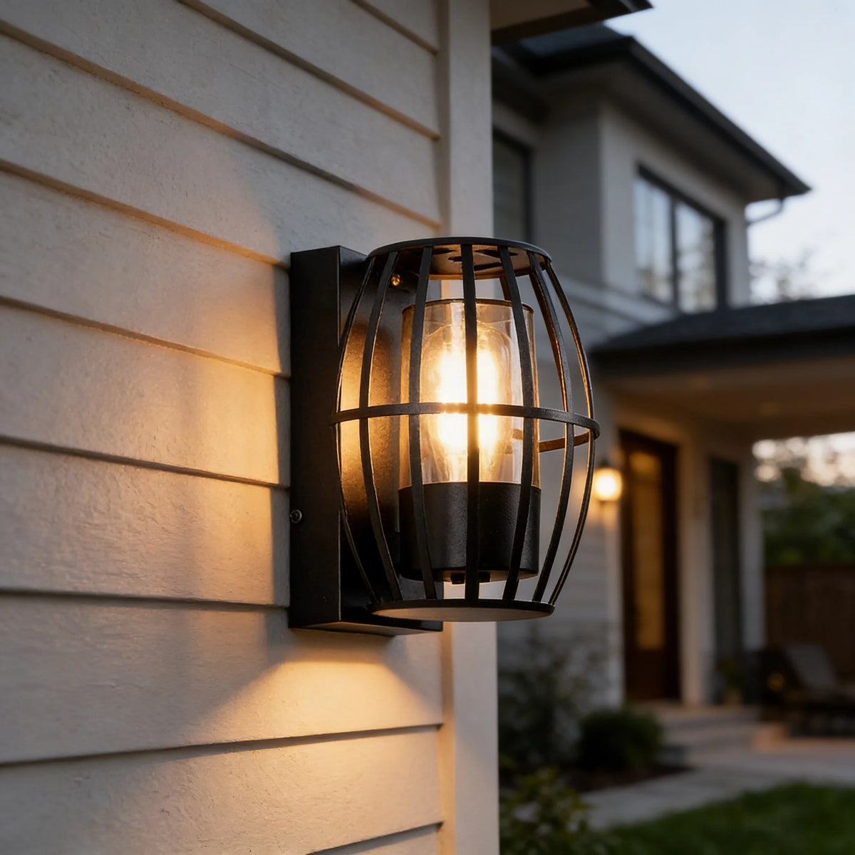 lampe murale moderne noire ip65 éclairage extérieur grille métallique fixations autonomes jardin balcon