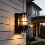 lampe murale moderne noire ip65 éclairage extérieur grille métallique fixations autonomes jardin balcon