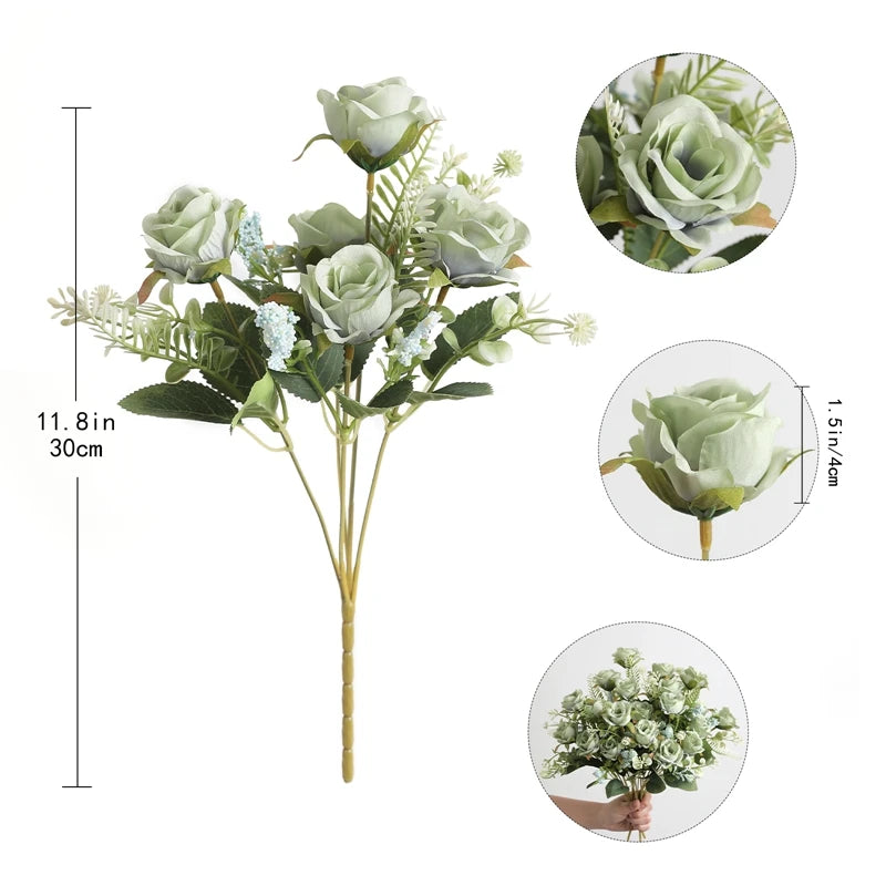 décoration intérieure bouquet roses artificielles soie blanc rouge modernes anniversaire mariage baby shower