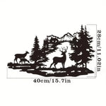 décoration murale silhouette animaux cerf arbre montagne noire moderne minimaliste artística maison