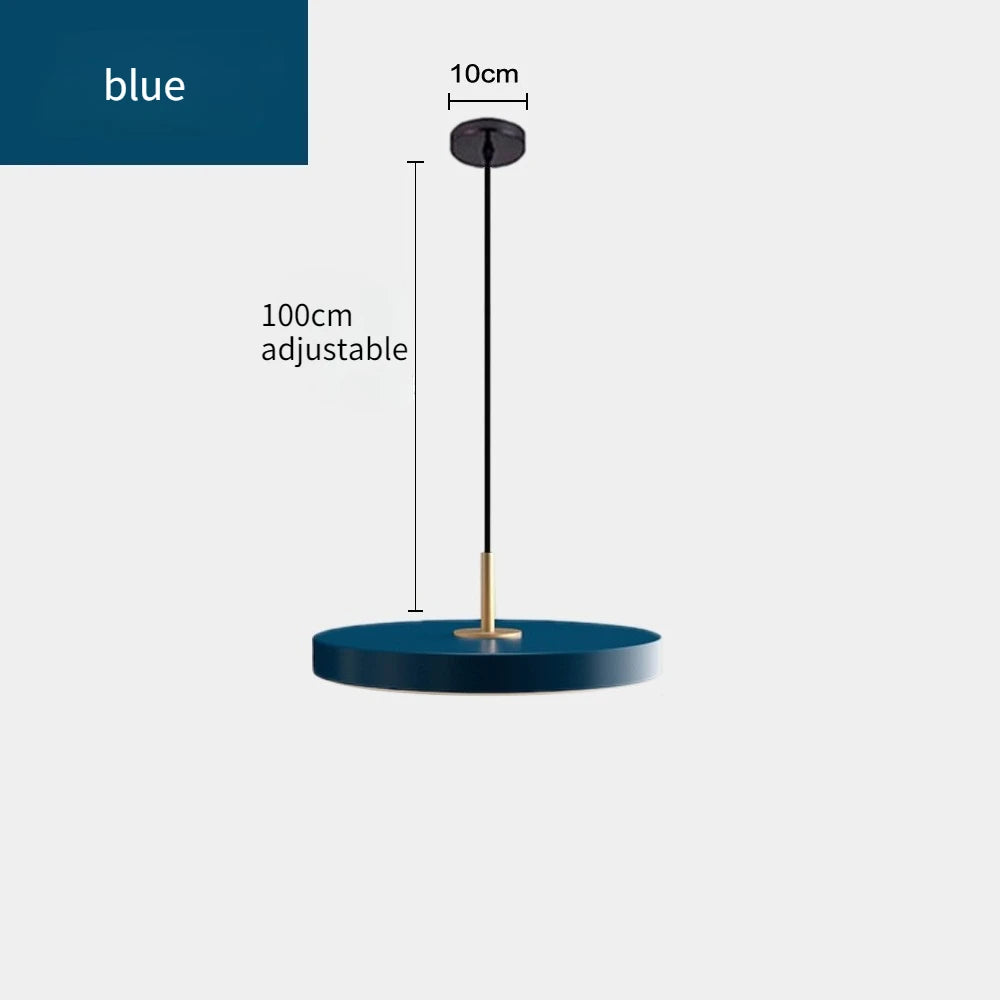 suspension lumineuse ronde moderne minimaliste aluminium blanc noir bleu salon cuisine chambre