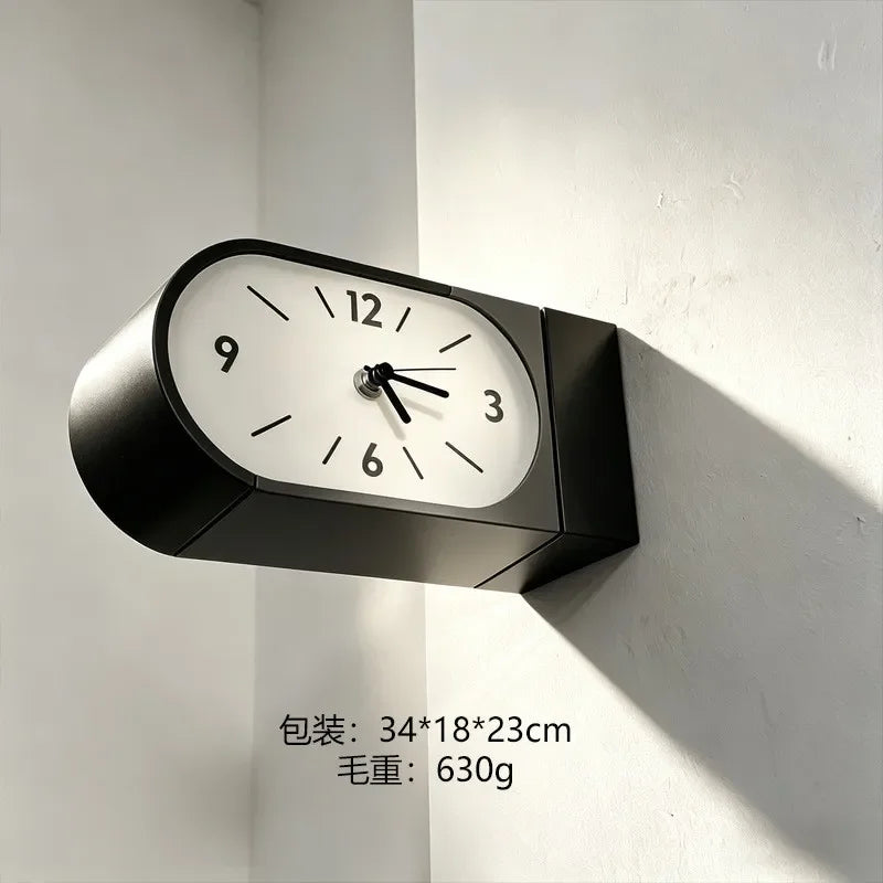 horloge murale moderne minimaliste vert orange noir cadran aiguilles simple salon decoration