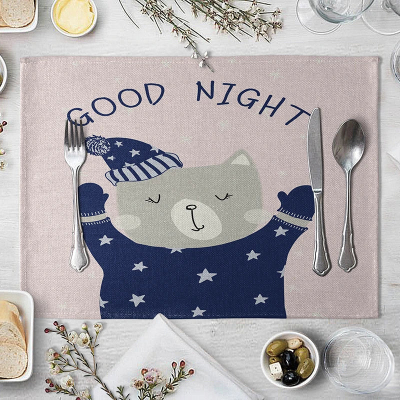 tapis table enfant dessin animé animaux motifs floraux GOOD NIGHT sweet princess table manger